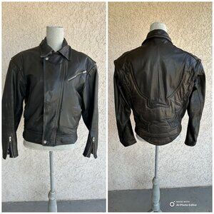 Vintage Ladies Harley Davidson Black Leather Riding Jacket Wings - Women's Small